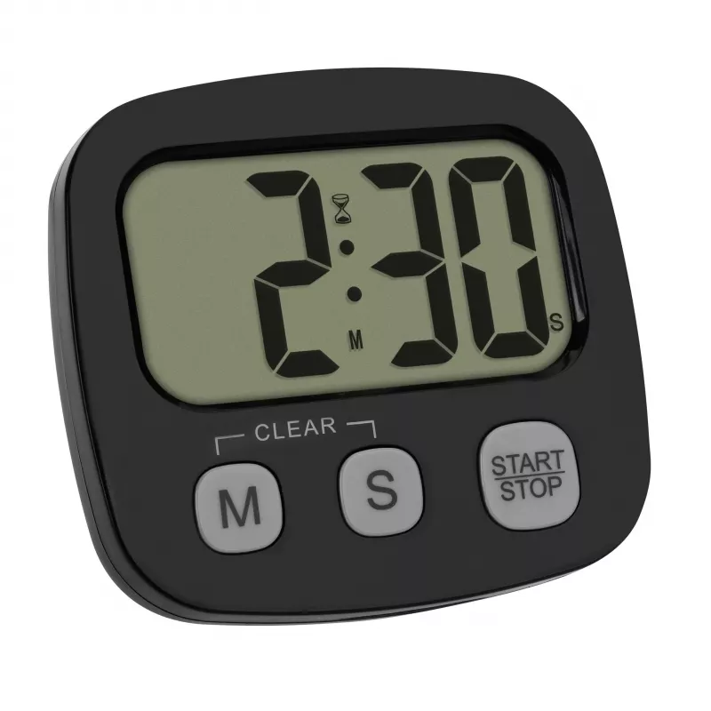 TFA Dostmann 2-osainen digitaalinen ajastinsarja sekuntikellolla ja kellolla, musta ja valkoinen (38.2057.40.02)