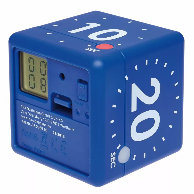 TFA Dostmann Timer CUBE digitaalinen kuutioajastin, sininen 38.2036.06