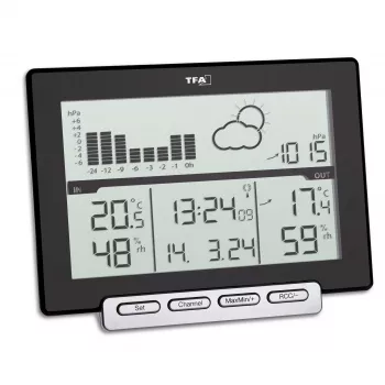 TFA Meteo Sens 35.1139.01 radio-ohjattu sääasema 12-24 tunnin ennusteella, kuunvaiheella ja ulkoanturilla