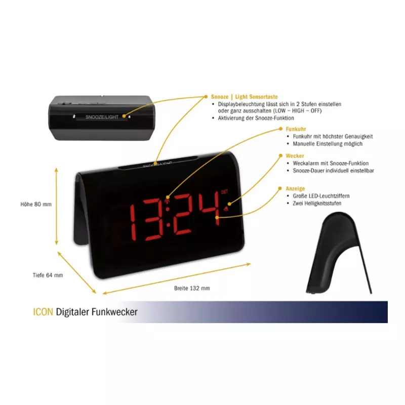 TFA Dostmann 60.2543.05 digitaalinen herätyskello musta