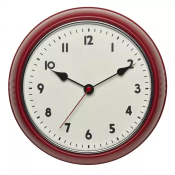 TFA Dostmann 60.3541.05 radioseinä kello, pyöreä, punainen metallikotelo, lasikansi, 240 mm halkaisija