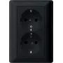 Gira System 55 Schuko-pistorasia, 2 pistorasiaa, musta, täyslevy 0783005