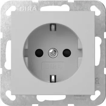 Gira 4453015 SCHUKO-pistorasia kansilevyllä, System 55, liikenteenharmaa (RAL 7043)