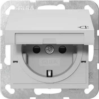 Gira System 55 SCHUKO-pistorasia kääntökannella, harmaa 4414015