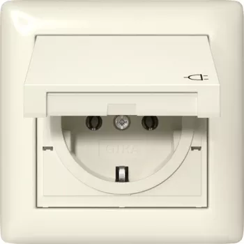 Gira 415701 SCHUKO-pistorasia kääntökannella, IP44, puhtaanvalkoinen