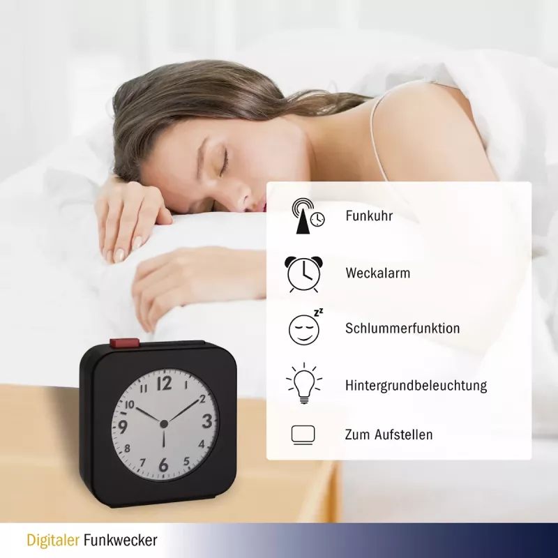 TFA Dostmann 60.2555.01 digitaalinen herätyskello musta