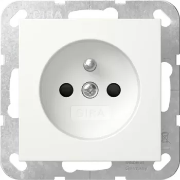 GIRA 448503 Schuko-pistorasia kääntökannella, System 55, puhtaanvalkoinen kiiltävä