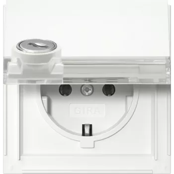 Gira 446766 SCHUKO-pistorasia avainkytkimellä, erilainen lukitus, 16 A, 250 V, uppoasennus, kiiltävänvalkoinen