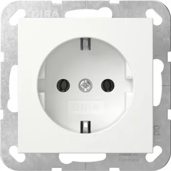 Gira 418027 SCHUKO SRK System 55 -pistorasiaosa, reinweiß kiiltävä