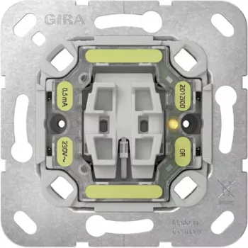 GIRA 382600 merkkivalokytkinosa, 1-napainen, 10 A, 250 V, uppoasennus, merkkivaloliitännällä, termoplasti, IP20