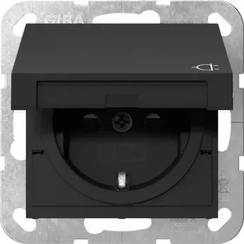 Gira SCHUKO-pistorasia kippikannella ja sylinterilukolla, System 55, reinweiß 4414005