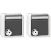 Gira sarja 2x SCHUKO-pistorasia lukolla ja kippikannella, pinta-asennus, IP44, samalla avaimella, reinweiß 456030