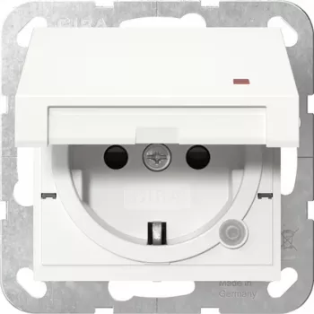 Gira System 55 Schuko-pistorasia merkkivalolla, puhtaanvalkoinen 455227