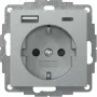 Gira System 55 SCHUKO-pistorasia USB A/C -laturilla, alumiini 245926