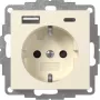 GIRA 245901 SCHUKO-pistorasia USB-laturilla 2x Type-A/C System 55 cremevalkoinen