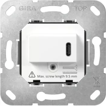 Gira SCHUKO-pistorasiaosa USB Type-C PD:llä, 16 A, 250 V, uppoasennus, musta 236200