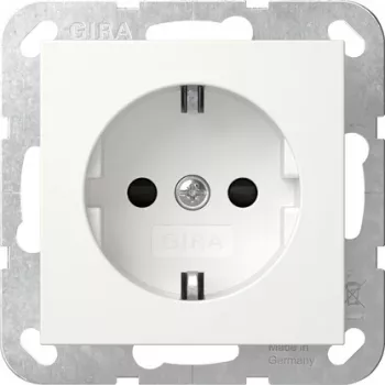 GIRA 475503 SCHUKO-pistorasia LED-suuntavalolla, korotettu kosketussuojaus, puhtaanvalkoinen kiiltävä