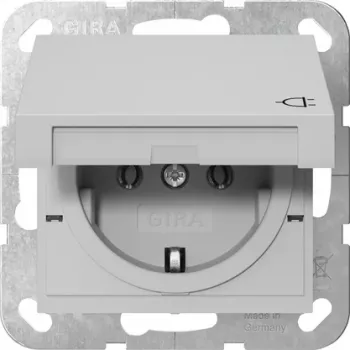 GIRA 4454015 SCHUKO-pistorasia kääntökannella, System 55, harmaa
