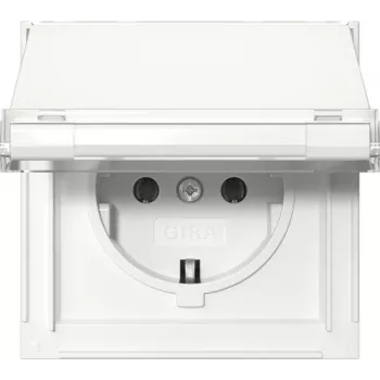 GIRA 441066 SCHUKO-pistorasia kansilevyllä, Gira TX_44, puhtaanvalkoinen