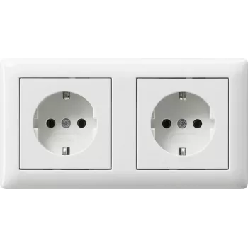 Gira System 55 SCHUKO-pistorasia 2-toiminen esijohdotettu kehyksellä, puhtaanvalkoinen kiiltävä 479303