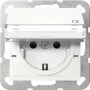 Gira 455703 SCHUKO-pistorasia kääntökannella, kirkkaanvalkoinen kiiltävä, System 55