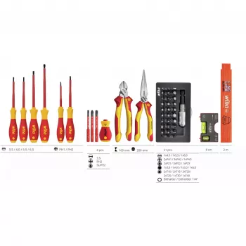 Wiha Basic Set L Electric 46-osainen VDE-eristetty työkalusalkku 47312