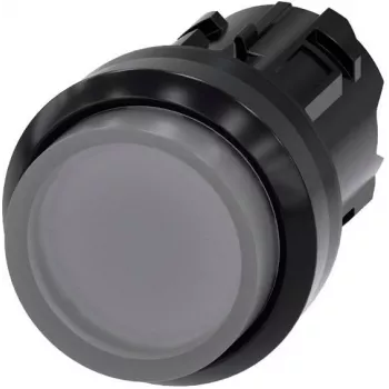 Siemens SIRIUS ACT valaistu painonappi-etuelementti, muovi, kirkas, 22mm, musta eturengas 3SU1001-0BB70-0AA0