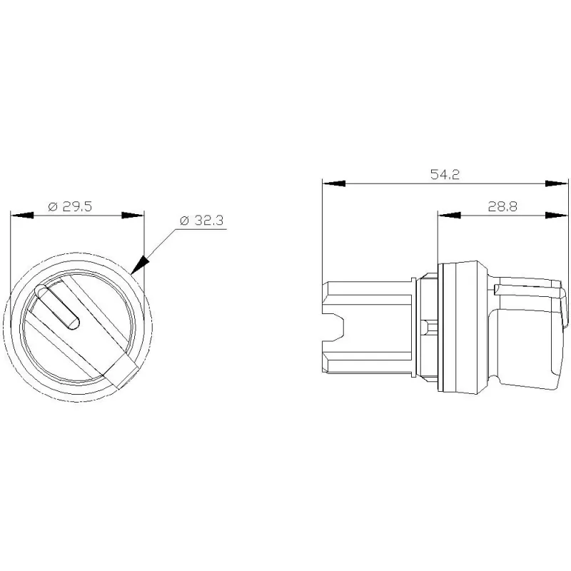 Siemens SIRIUS ACT valintakytkin-etuelementti, muovi, vihreä, 22 mm, 2-asento, O-I, lukittuva 3SU1002-2BF40-0AA0