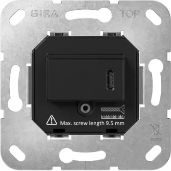 Gira SCHUKO pistorasiaosa Type-C USB PD laturilla, 16 A, uppoasennus, valkoinen 236300