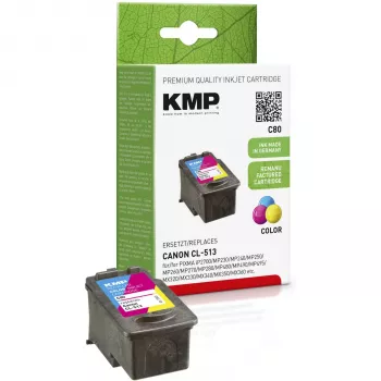 KMP C80 tri-color mustepatruuna (syaani, magenta, keltainen) - 13 ml - yhteensopiva Canon PIXMA MP230, MP252, MP258, MP272, MP280, MP282, MP495, MP499, MX360, MX410, MX420 1512.4530