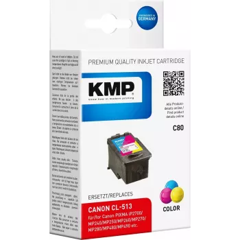 KMP C80 tri-color mustepatruuna (syaani, magenta, keltainen) - 13 ml - yhteensopiva Canon PIXMA MP230, MP252, MP258, MP272, MP280, MP282, MP495, MP499, MX360, MX410, MX420 1512.4530