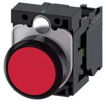 Siemens SIRIUS ACT täydellinen painonappilaite, muovi, punainen, 22mm, 1NO+1NC, ruuviliittimet 3SU1100-0AB20-1BA0