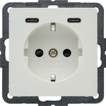 Hager Berker Q.x SCHUKO-pistorasia USB-C PD 20W, polarvalkoinen 48156089