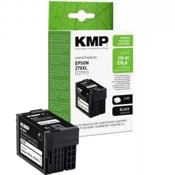 KMP yhteensopiva Epson 27XXL T2791 musta pigmenttimustesuutinpatruuna (E186)
