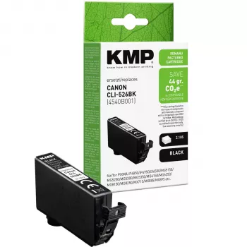 KMP yhteensopiva musta mustesuutinpatruuna Canon CLI-526 BK (1513, 4011)