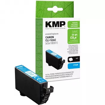 KMP syaani mustesuutinpatruuna yhteensopiva Canon CLI-526 C (1513,4003) kanssa