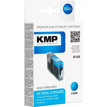 KMP H148 High Yield yhteensopiva syaani mustesuutinpatruuna HP OfficeJet 6812, 6815, 6820, 6822, 6825, Pro 6235 (15 ml, 825 sivua) 1744,0003