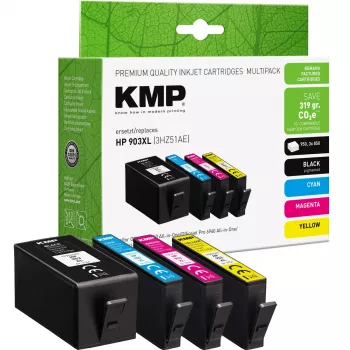KMP yhteensopiva mustesuutinpatruuna 4 kpl:n pakkaus musta/syaani/magenta/keltainen HP 903XL (3HZ51AE) 1756,4005