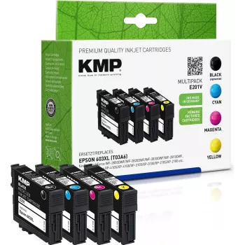 KMP MULTIPACK E201V - 4 kpl:n pakkaus - musta, keltainen, syaani, magenta - yhteensopiva - mustepatruuna (vaihtoehto: Epson 603XL) (1650,4005)