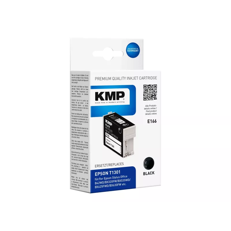 KMP E166 musta yhteensopiva mustepatruuna Epson Stylus Office & WorkForce (25 ml, High Yield, korvaa T1301) 1618.4001