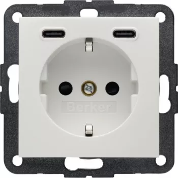 Berker SCHUKO-pistorasia USB-C PD 20W, S.1, polarvalkoinen kiiltävä 48158989