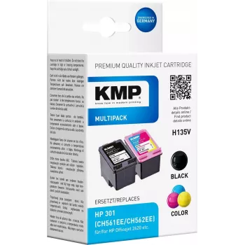 KMP MULTIPACK H135V – 2 kpl:n pakkaus mustepatruunoita musta & tri-color (vaihtoehto HP 301XL)