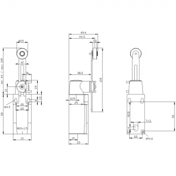 SIEMENS SIRIUS asennonrajaaja, muovikotelo, rullatunnistin, 1NO+1NC, IP66/IP67, M20 3SE52320LK50