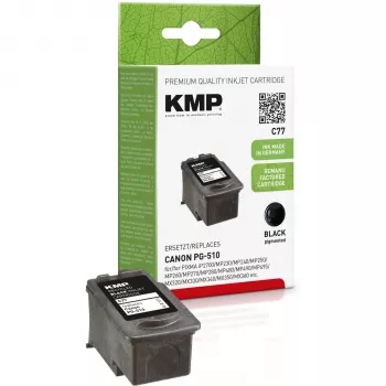 KMP C77 musta yhteensopiva mustepatruuna 9 ml Canon PIXMA MP230 MP237 MP252 MP258 MP270 MP282 MP499 MX350 MX360 MX410 MX420 1511.4001