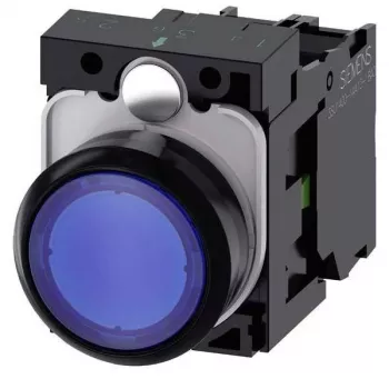 Siemens SIRIUS ACT merkkivalopainike, täydellinen laite, muovi, sininen, 1NO+1NC, 24V AC/DC LED 3SU1102-0AB50-1BA0