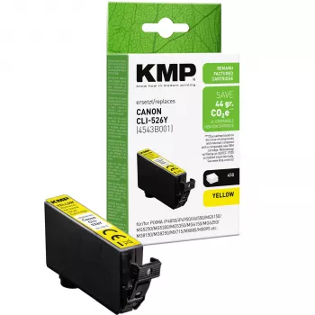 KMP-yhteensopiva keltainen mustekasetti Canon CLI-526 Y (1513, 4009)