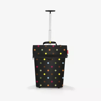 Reisenthel Trolley M ostoskärry laukku, 43 L, polyesteri, musta pisteillä, 2 pyörää, teleskooppikahva (NT7009)