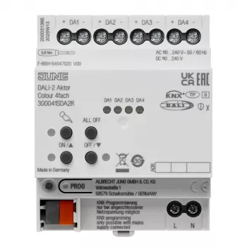 JUNG KNX DALI-2 toimilaite väri 4-kertainen, DIN-kisko, 4 TE, Secure (300041SDA2R)