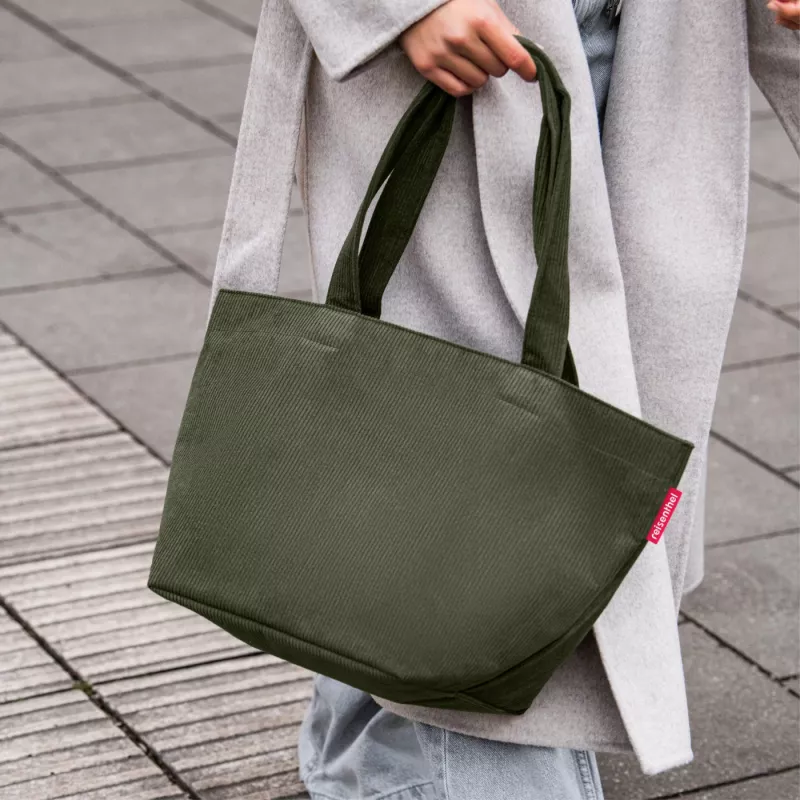 reisenthel Shopper M cord dark matcha ostoskassi ZS5057 - 15 litran tilavuus