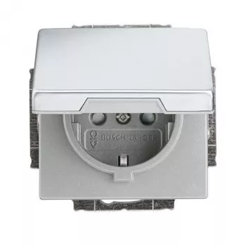 Busch-Jaeger SCHUKO pistorasiaosa, ruostumaton teräs, 16 A, 250 V, uppoasennus, ruuvittomat liittimet, lapsilukko 2CKA002018A1521
